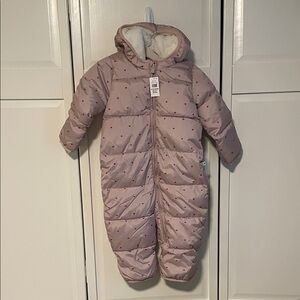 GAP Pink Heart-Patterned Baby Snowsuit